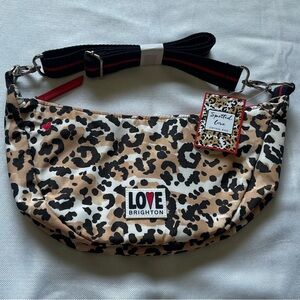 Brighton LOVE Leopard Print Crossbody Bag - Beige Black NWT